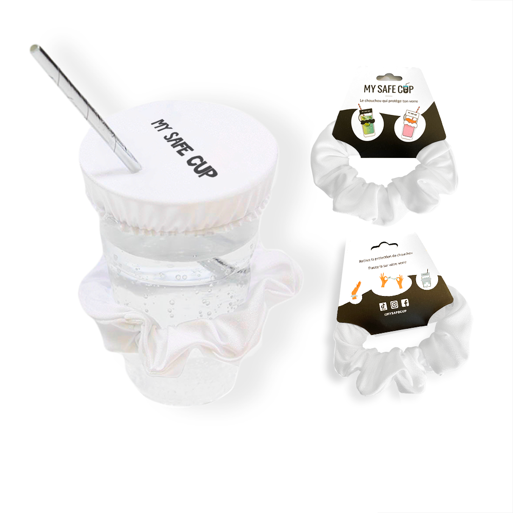 Pack de chouchous anti-drogue My Safe Cup blancs pour protéger son verre