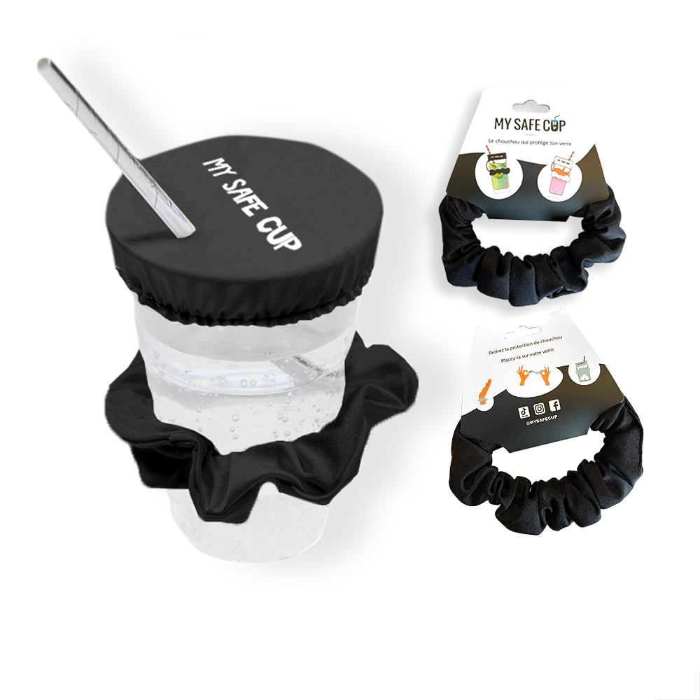 Pack de chouchous anti-drogue My Safe Cup noirs pour protéger son verre