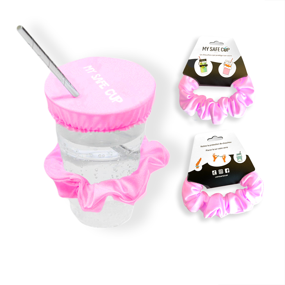 Pack de chouchous anti-drogue My Safe Cup roses pour protéger son verre
