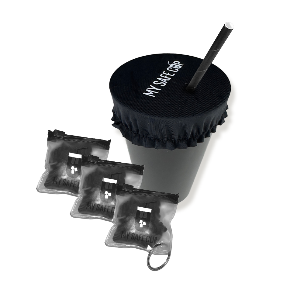 Protections de verre anti-drogue porte-clés My Safe Cup noires avec leurs étuis
