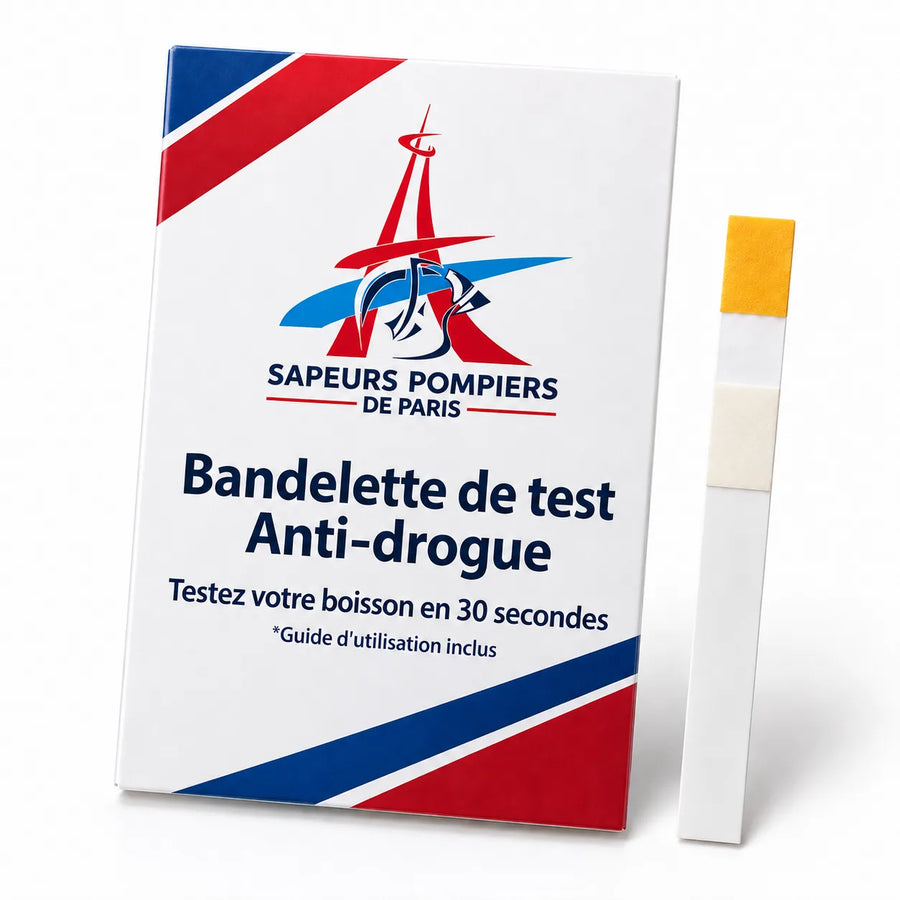 Bandelette de test anti-drogue My Safe Cup personnalisée aux couleurs des Sapeurs-Pompiers de Paris