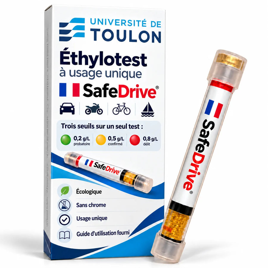 Éthylotest Safe Drive personnalisé aux couleurs de l'Université de Toulon