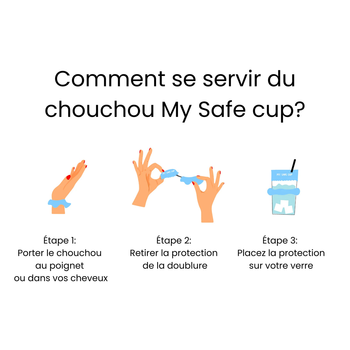 Comment utiliser le chouchou anti-drogue My Safe Cup en 3 étapes pour protéger son verre